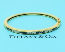 NYJEWEL Tiffany & Co. 18k Gold 1ctw Sapphire & Diamond Bangle Bracelet 6.25"
