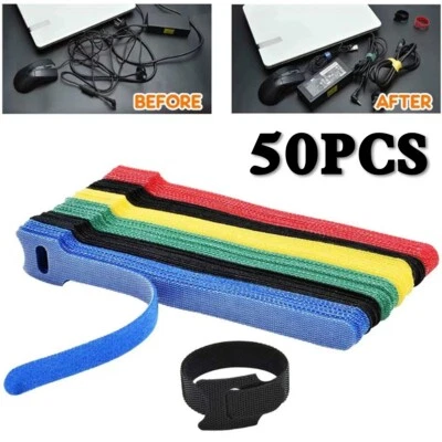 Microfiber Cloth Cable Straps Hook Loop Reusable Fastening Wire Cable Ties - Image 1 of 4