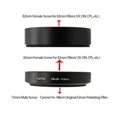 HN-26 Lens Hood Shade for Nikon 62mm CPL Filter to 82mm UV/ND/CPL Filter - Image 1 of 4