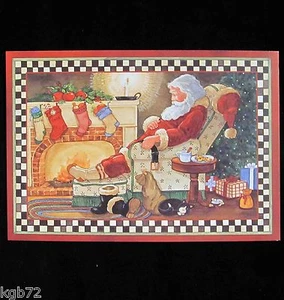Leanin Tree Christmas Greeting Card Santa Fire Snow Multi Color C15 - Picture 1 of 2