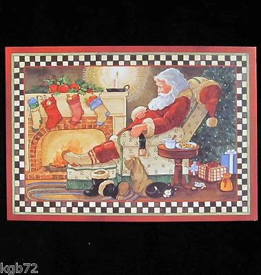 Leanin Tree Christmas Greeting Card Santa Fire Snow Multi Color C15 - Image 1 of 2