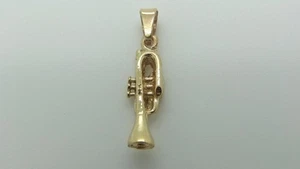 Vintage 14K Yellow Gold Mini Trumpet Pendant/Charm Circa 1970's - Picture 1 of 1