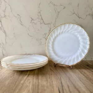 Set of 4 Vintage Anchor Hocking Swirl Golden Shell Lustre Salad Plates - Picture 1 of 3