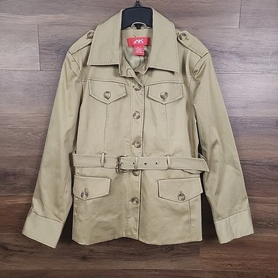 Abrigo Ann Klein Sport Caqui Trench con Cinturón Abotonado Para Mujer Talla XL  Foto 1 de 4