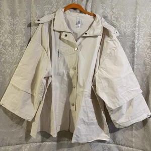 Wynne Layers Womens Sz 3X Off White Flatter FIT Drawstring Waist Snap Jacket New - Picture 1 of 15