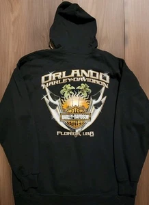 Harley Davidson Full Zip Hoodie Size XL Black Graphic Print Pockets Mens Fleece - Imagen 1 de 6