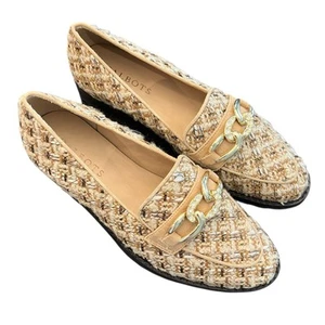 Talbots LEIGHTON CHAIN METALLIC BOUCLÉ HALBSCHUHE Tweed Größe 6M Cafe Elfenbein 165 $ - Bild 1 von 18