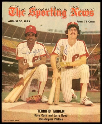 Portada de noticias deportivas firmada por Larry Bowa y Dave Cash Philadelphia Phillies Foto 1 de 2