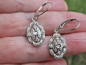 2Ct Round Cut Moissanite Diamond Dangle Drop Women Earring 14K White Gold Plated - Picture 1 of 8