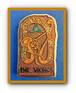 Geocoin Viking Runestone with Viking Ship on the Back Antique Gold Unactivated - Picture 1 of 2