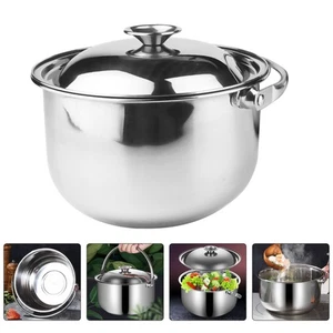 Stainless Steel Cooking Pot Work Pots Stew Pans with Lids Stockpot Stewpots - Picture 1 of 12