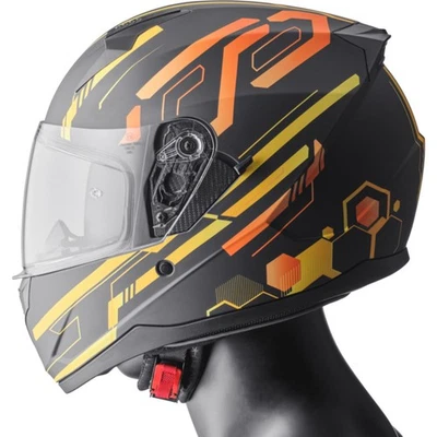 Motorrad Helm Größe XXL - GMS Hexago - schwarz-gelb-orange matt - Bild 1 von 4