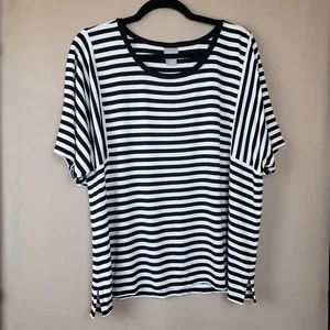 Chicos Top Gr. 3 schwarz weiß gestreift T-Shirt Viskose Elasthan Strick weich maritim adrett - Bild 1 von 7