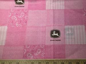 John Deere Tractors Pink Patchwork Cotton Craft Sewing Fabric Out of Print 33" - Picture 1 of 2