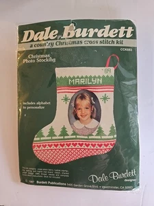 Vtg 1987 Dale Burdett Christmas Photo Stocking 6.5" Cross Stitch Kit NOS - Picture 1 of 2