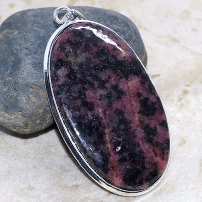 Rhodonite 925 Silver Plated Pendant 2.5" Gift For Bestie GW - Image 1 of 3