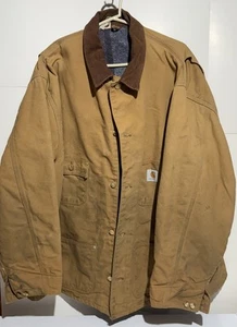 VTG Carhartt 6BLC Duck Chore Blanket Lined Coat Jacket Distressed USA SZ 60 4XL - Picture 1 of 7