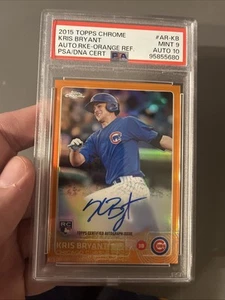 Kris Bryant 2015 Topps Chrome ORANGE Refractor Auto #6/25 PSA 9 ROOKIE - Picture 1 of 5
