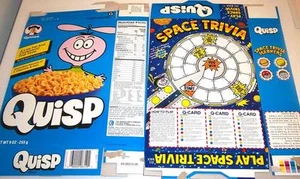 1996 Quisp Space Trivia Game Cereal Box vvv96 - Picture 1 of 1