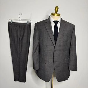 Michael Kors Men's 42S Brown Wool Two-Piece Suit 33W Pants Glenn Plaid - Picture 1 of 13