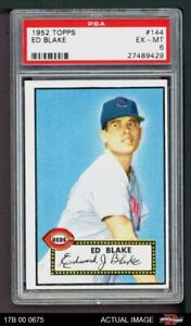 1952 Topps #144 Ed Blake Cream Back Reds PSA 6 - EX/MT