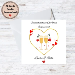 Handmade Personalised Engagement Card - Couple Customisable Name (E88) - Picture 1 of 1