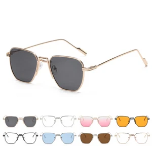 Occhiali da sole vintage quadrati steampunk moda montatura metallo occhiali classici UV400 - Foto 1 di 20