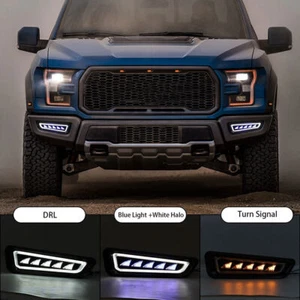 LED Sequential Amber Turn Signal Fog Lights For 2017-2021 Ford F-150 Raptor - Picture 1 of 11