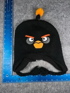Angry Birds Bomb Beanie Toque Youth One Size Black Acrylic Poly Ear Flaps Pom - Picture 1 of 10
