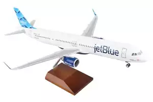 SKYMARKS JETBLUE A321neoLR 1/100 W/WOOD STAND & GEAR - Picture 1 of 10