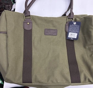 GH Bass & Co Outdoor Gear Green Canvas & Leather Duffle Travel Bag MSRP$129 New - Picture 1 of 9