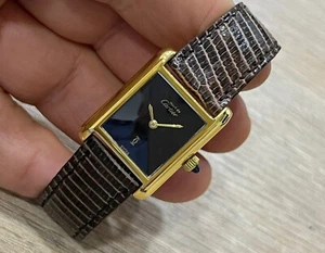 CARTIER TANK MUST GOLD FILLED 21x28mm MANUAL WRIST WATCH FOR LADY - Picture 1 of 11