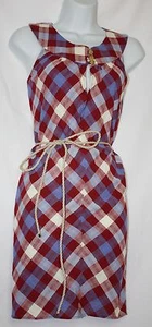 Neu mit Etikett Corey Lynn Calter Anthropologie Dixie Passe rot & blau kariertes Kleid mit Gürtel 4 - Bild 1 von 4