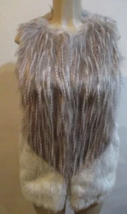 Women's River Island Faux Fur Gray & Beige Vest size Small UK size 8 US size 4 - Picture 1 of 5