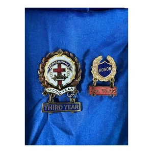 Vintage Episcopal Sunday School Pin Third Year Honor Third Year Pin Lot of 2 - Picture 1 of 7