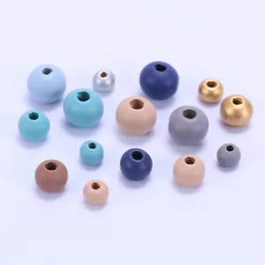 6/8/10/12mm Round Wooden Beads Bracelet Necklace Jewelry making Accessories DIY - Picture 1 of 13