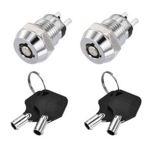 Interruptor pulsador de bloqueo de llave 2 piezas 12 mm 2 posiciones con 2 llaves SIN APAGADO plateado - Imagen 1 de 4
