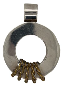 Vintage Sterling Silver 925 Modernist Shape 1.75" Pendant Oversized Bale 18.6g - Picture 1 of 2