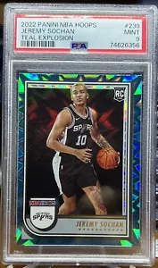 2022 Panini NBA Hoops Jeremy Sochan Teal Explosion PSA 9 Rookie RC Spurs - Picture 1 of 2