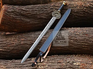 Hand Forged Damascus Steel Viking Sword Movie Sword Sharp Blade Medieval Sword - Picture 1 of 7