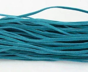 LOT de 5 mètres (5 x 1m) CORDONS LACETS simili DAIM 3mm BLEU CANARD perles bijou - Foto 1 di 1
