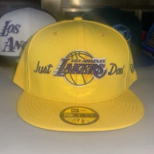New Era X Just Don Los Angeles Lakers 59FIFTY Fitted Hat Gold Purple Size 7 3/4 - Picture 1 of 16