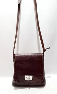 Bolso Bandolera Italiano Todo Cuero Interior Cuero Marrón Oscuro Castaño  - Imagen 1 de 13