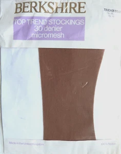 Berkshire Medium Size Vintage 30 Denier Micromesh Stockings in a Tan shade - Picture 1 of 2