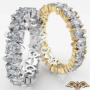 Pear Diamond Prong Set Eternity Womens Wedding Band Ring 14k White Gold 5.5 Ctw - Picture 1 of 11