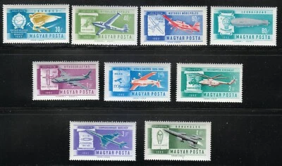 Hungary 1962 MNH Mi 1846-1854 Sc C210-C218 “From Icarus to the Space Rocket” ** - Image 1 of 2