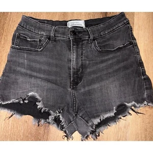 Abercrombie & Fitch Denim Shorts Distressed Frayed Hem Black Wash Size 28 - Picture 1 of 7