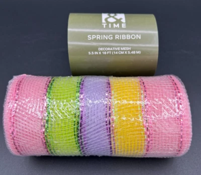 JoAnn Place & Time Spring Ribbon Decorative Mesh Pastel 5.5 in x 18 ft ~ NEW - Image 1 of 3