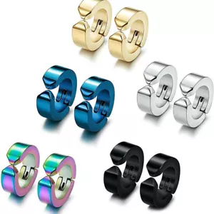 1 Pair Hinged Hoop Earrings Non-piercing Clip on Earrings Unisex Men Women Gift - Picture 1 of 27