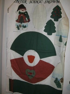 Fabric panel New WINTER SCENIC 16" SNOWMAN cut sew & stuff 16" tall - Picture 1 of 4